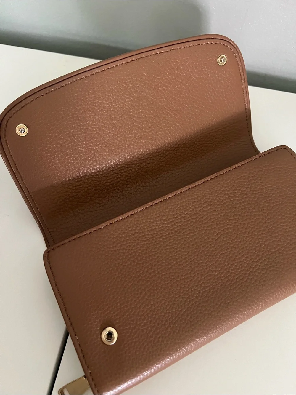 Tory Burch Tan Pebbled Leather Satchel with Wallet and Pom Charm